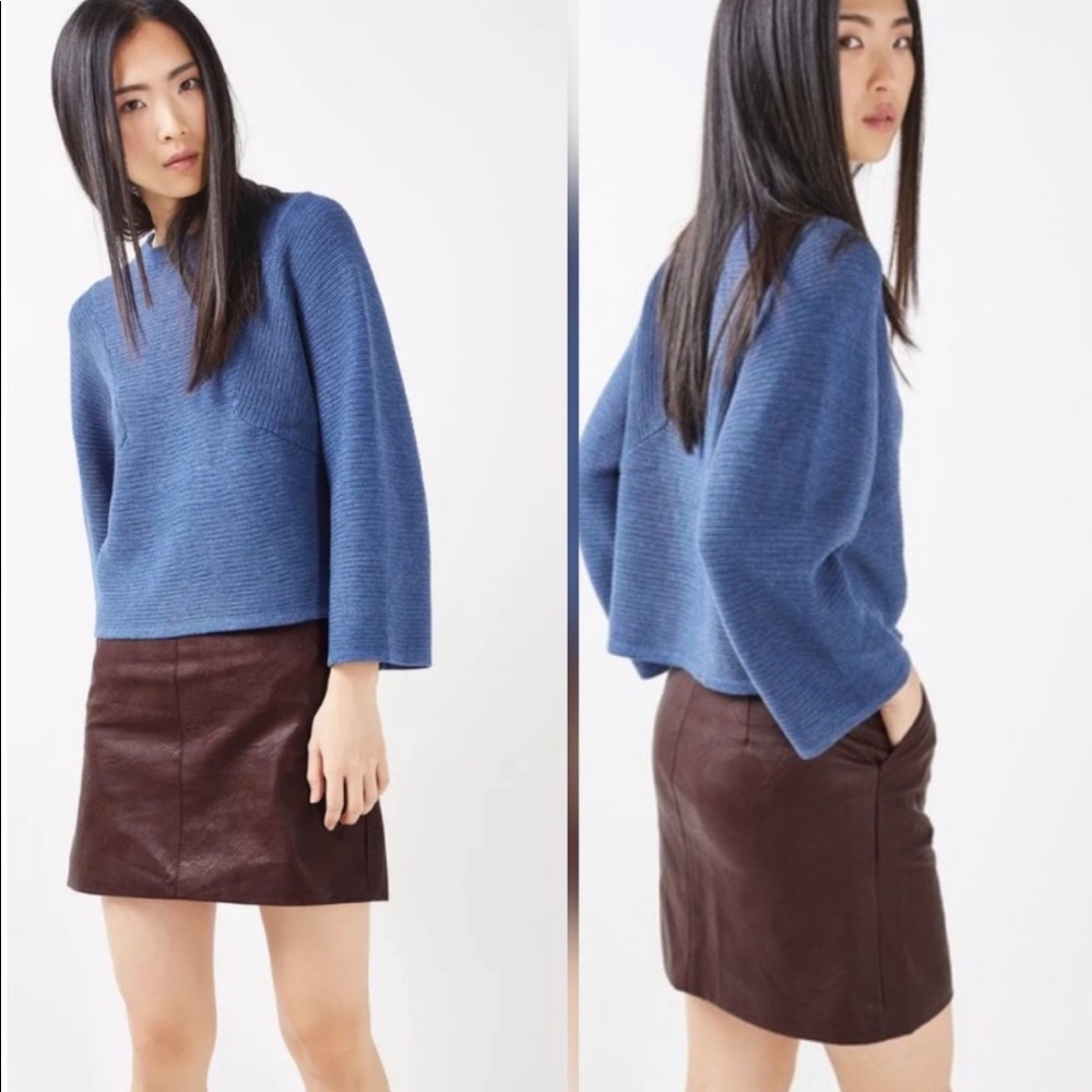 Topshop faux leather mini skirt burgundy